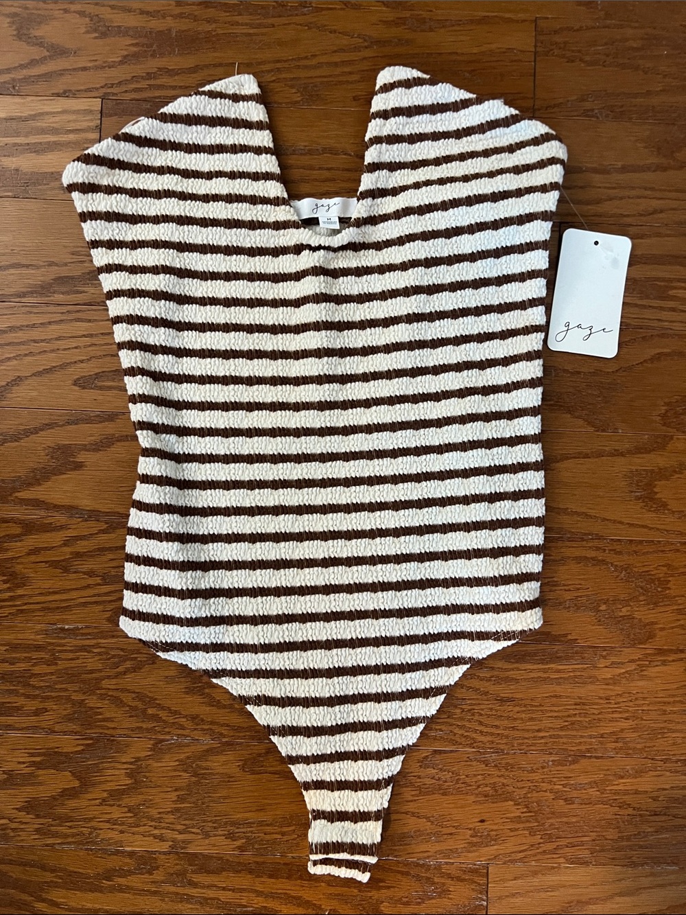 gaze Brown & White Striped Kids One-Piece Swimsuit